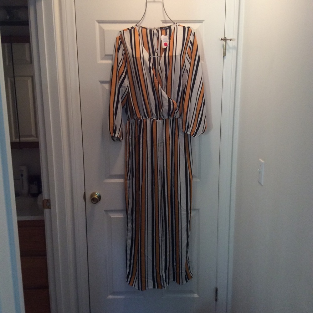 🎆HURRY🎆Cute! Candy Stripe Jumpsuit Cross-Top - Picture 4 of 6